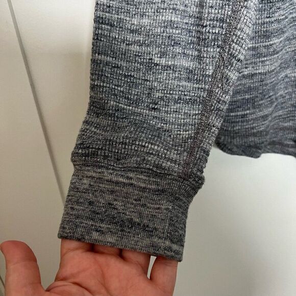 Lucky Brand Mens Polo Shirt Pullover Large Gray 1/4 Button Thermal Henley Cotton - Picture 5 of 13